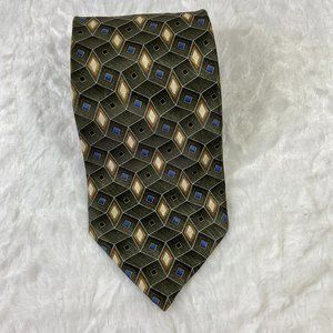 Jos.A.Bank   Designer Geometric Tie Green Blue Diamonds Scales